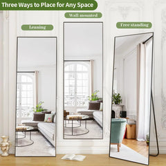 Full Length Mirror, 58"x18" Standing Hanging or Leaning Against Wall Floor Mirrors Body Dressing Wall-Mounted for