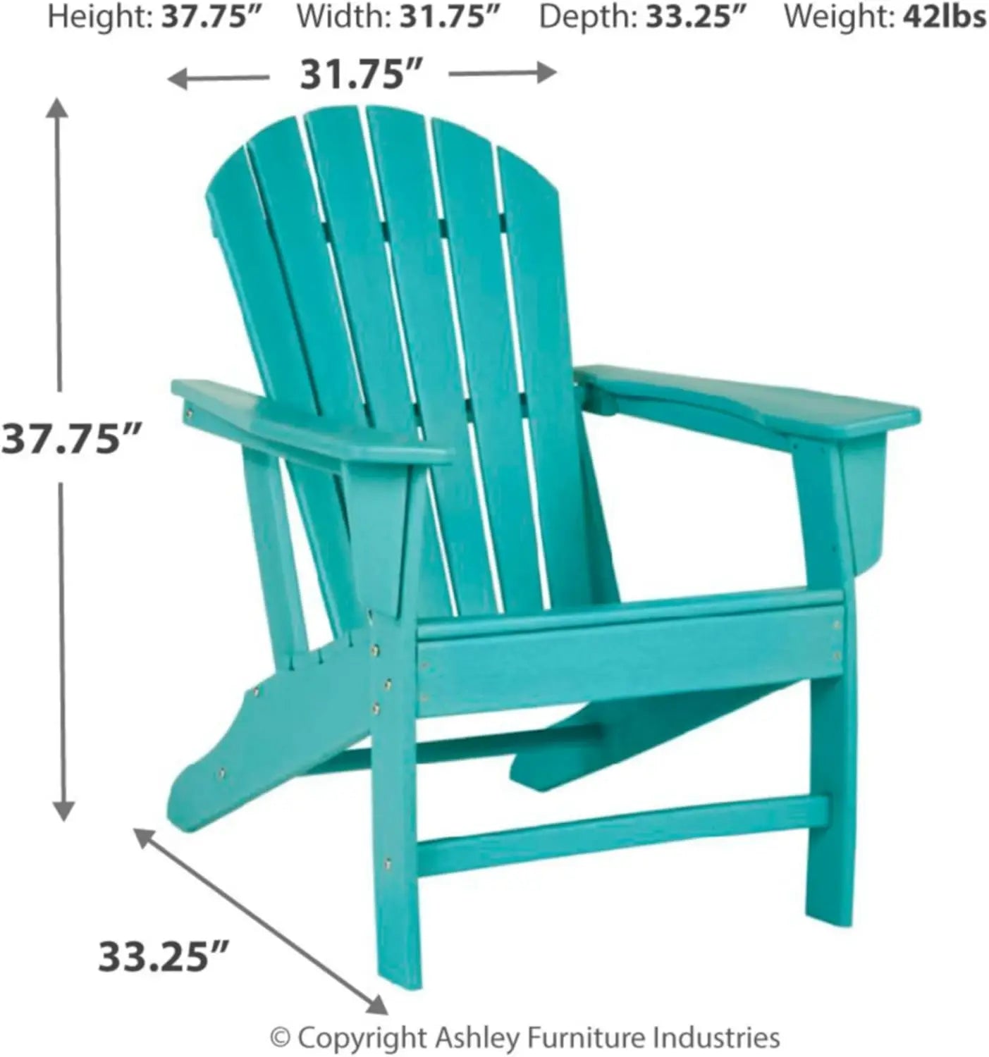 Design by Ashley Sundown Treasure Outdoor Patio HDPE Weather Resistant Adirondack Chair, Blue