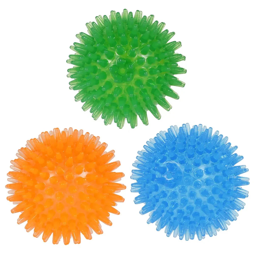 3PCS Dogs Chew Spiky Ball Soft TPR Squeaky Dog Ball Toys Floatable Dog Pool Toy Reduce Anxiety Toss Fetch Toys for Boredom Teeth