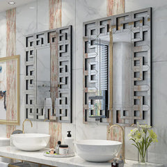 LUVODI High-grade Wall Decorative Mirror with Silver Polished Hollow-out Mirrors for Home Hotel