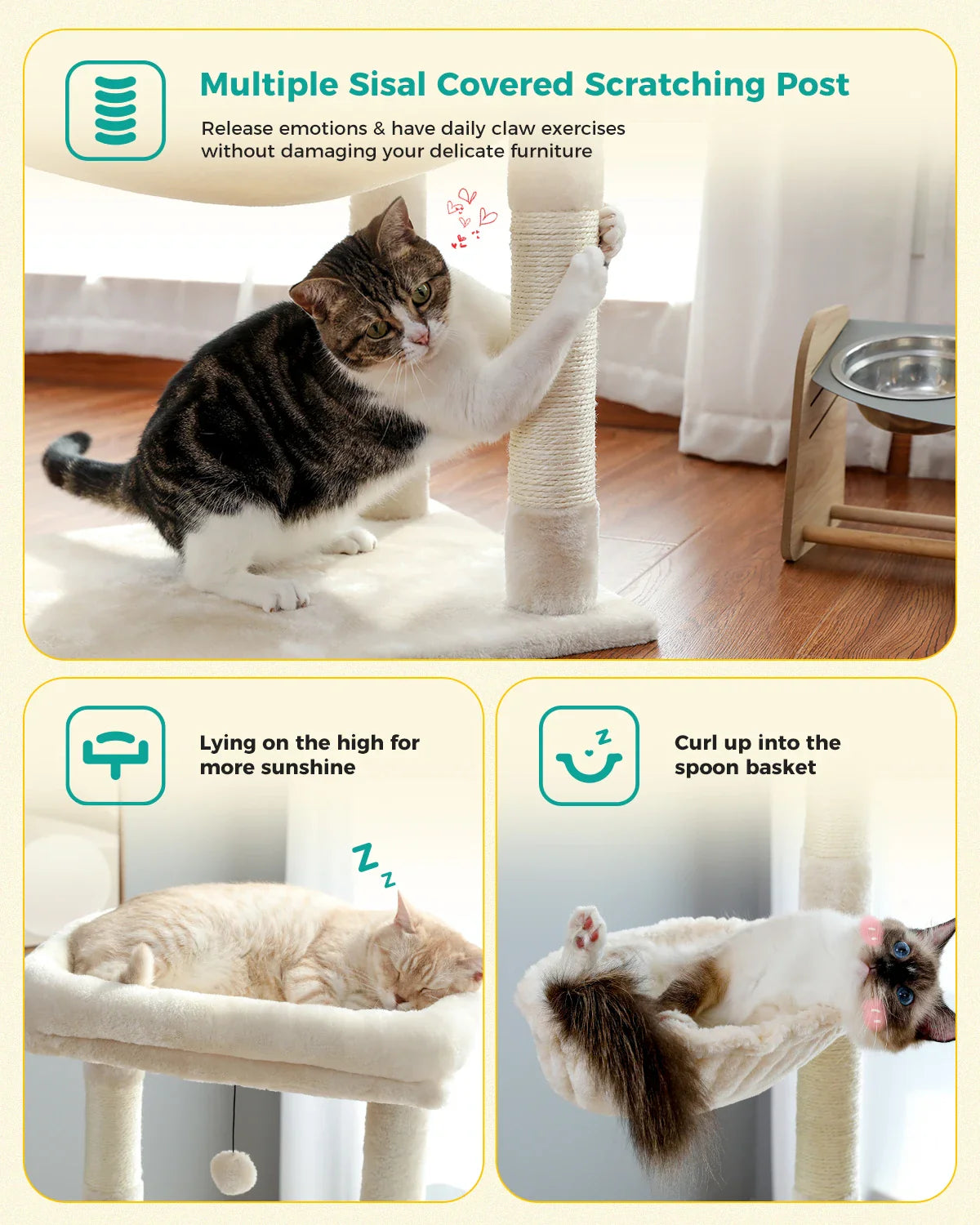 Multi-Level Cat Tree with Condo Scratching Posts Large Cat Tower with Hammock Cat Accessories Kitty Cat Toys Cat Pet Supplies