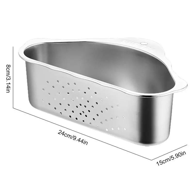 Kitchen Drainer Basket Self-Draining Strainer Basket Stainless Steel Triangular Colander Basket Kitchen Supplies Rustproof