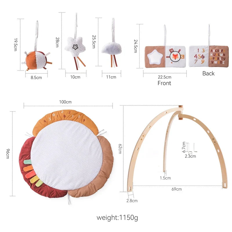 Baby Wooden Tripod Gym Frame Toddler Gym Activity Floewr Hanging Pendant Rattle Toys For Newborn Education Montessori Toys