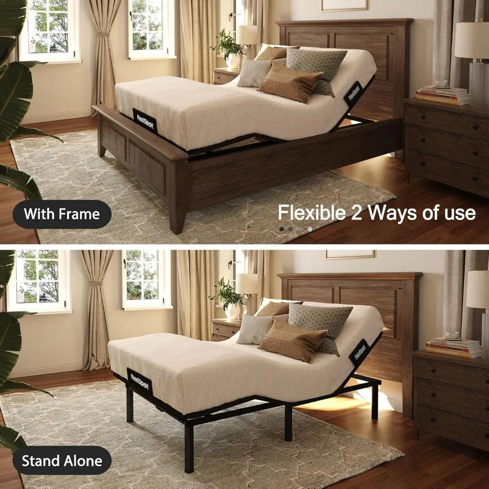 Adjustable Bed Frame Base Queen,Whisper Quiet Durable Motor,Zero Gravity,Mattress Holders, 3-Step Assembly.