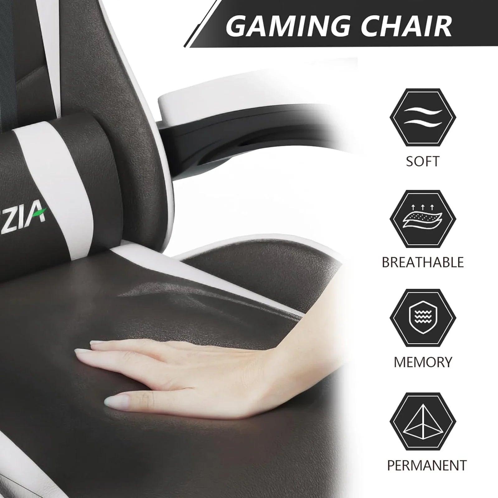 Ergonomic Gaming Chair Gamer Chairs with Lumbar Cushion + Headrest, Height-Adjustable Computer Office Chair for Girls, Boys