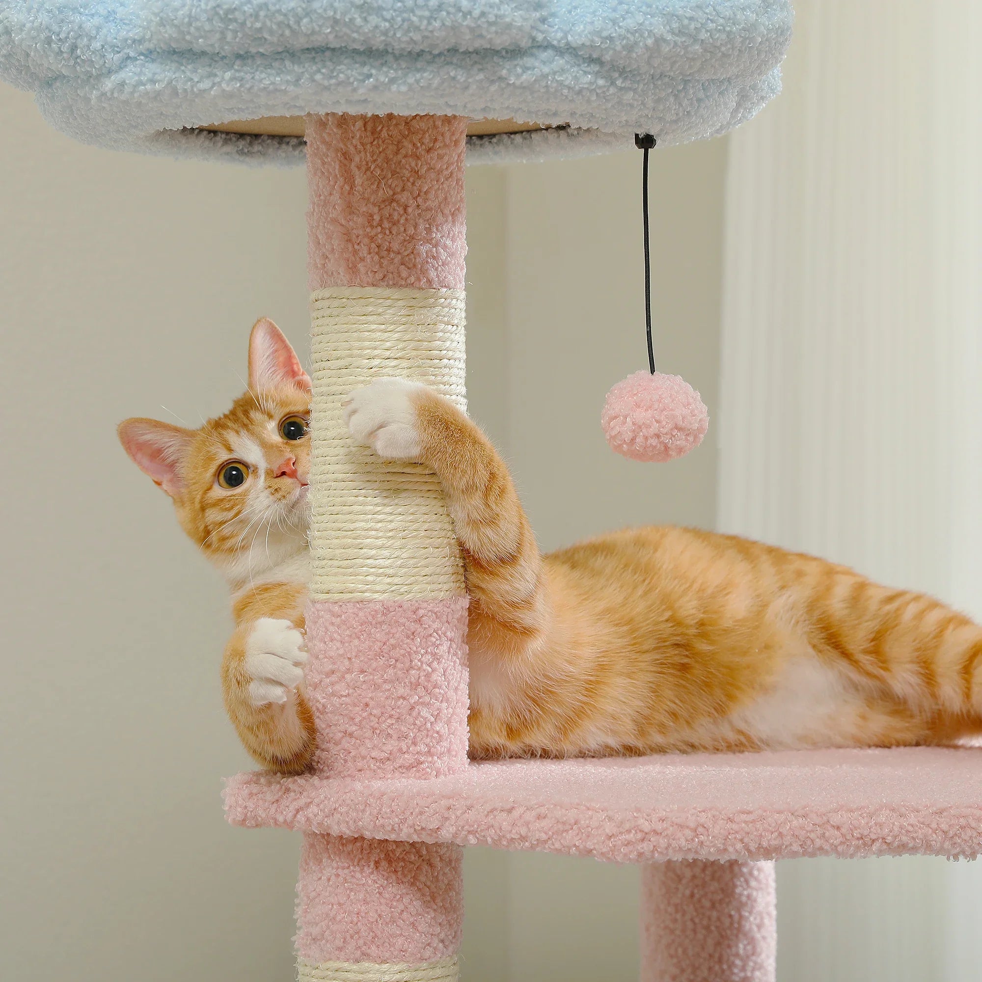 Flower Cat Tree Multi-Level Cat Tower with Sisal Covered Scratching Posts Cute Cat Condo for Indoor Small Medium Cats Top Perch