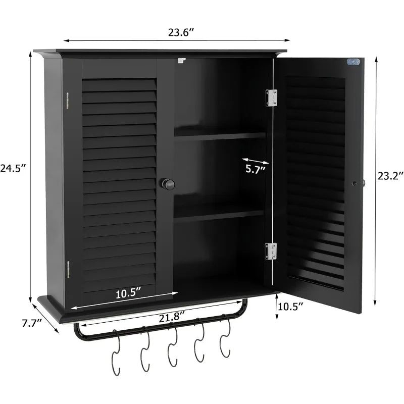 Bathroom Cabinet Wall Mounted Green Designer Bathroom Wall Cabinet Medicine Cabinet with Double Shutter Doors 3 Tier Adjustable