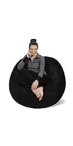 - Plush Bean Bag Sofas with Super Soft Microsuede Cover - XL Memory Foam Stuffed Lounger Chairs for Kids, Adults, Coup