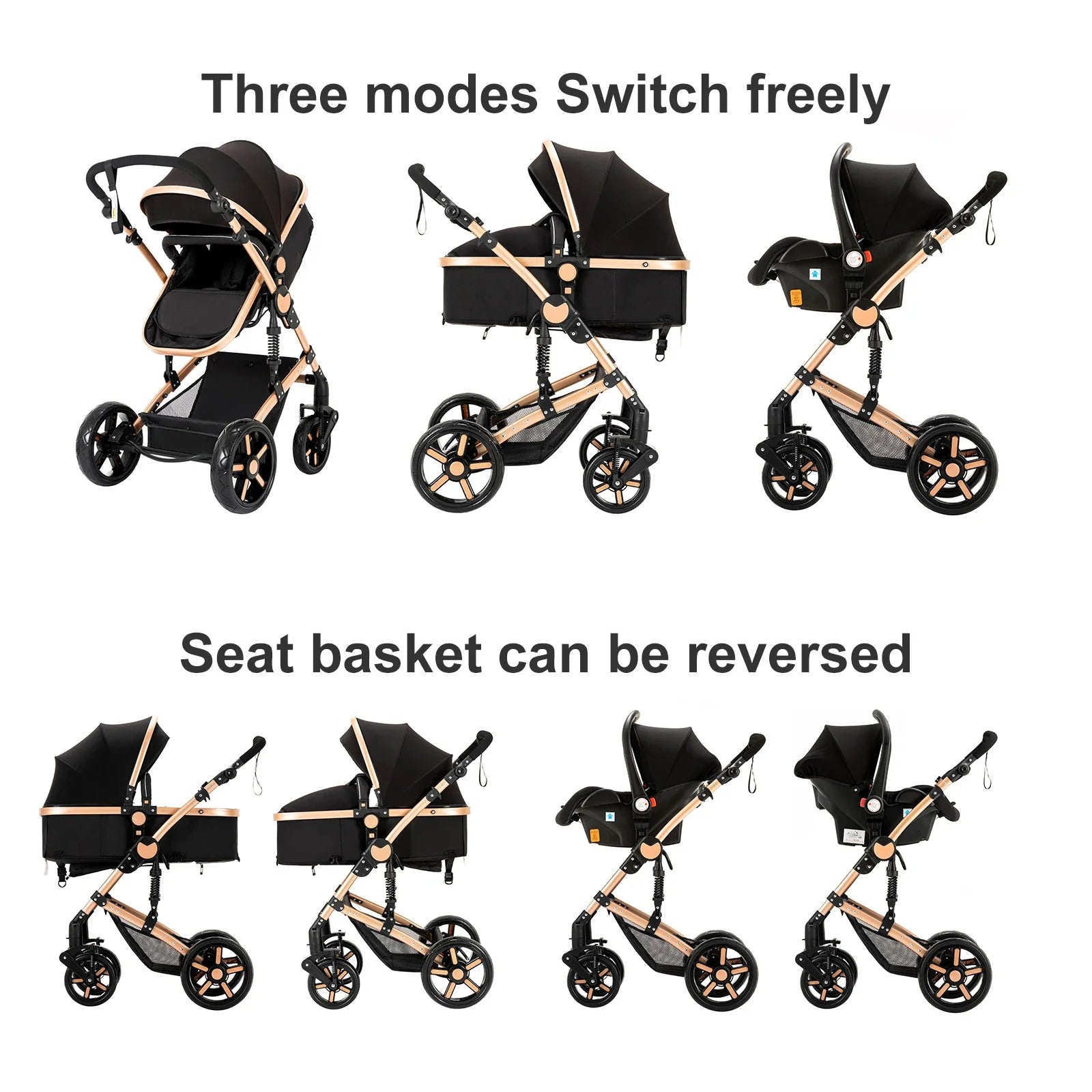 High quality newborn Lightweight  Baby Stroller  Folding Cart  Comfort Baby Stroller 3 in 1 Child Safety Seat With ISOfix