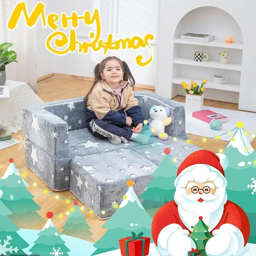 Play Couch 3-in-1 Modular Toddler Couch Baby Couch Foam Armchair for Boys & Girls Children Convertible Sofa to Lounger Fold Out