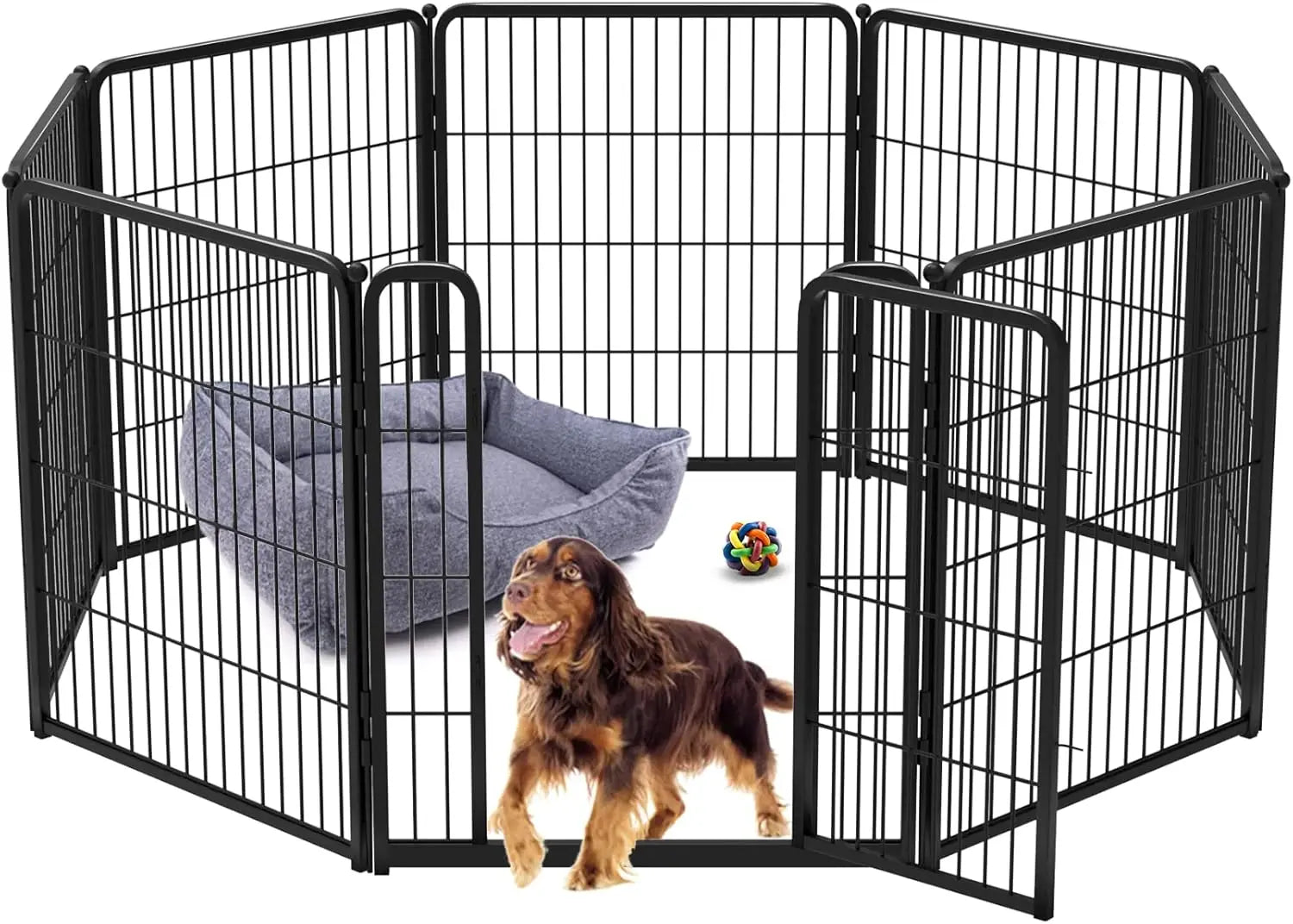 Dog Playpen Designed for Indoor Use, 40" Height for Large Dogs, Black Patented, Heavy Duty Metal Portable Dog Pens Fences