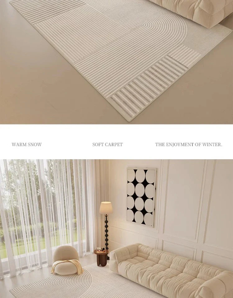 Minimalist Striped Carpet Beige Living Room Large Area Carpets Comfortable Easy To Clean Bedroom Rugs Machine Washable Rug Ковер