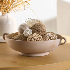 9.75" Ceramic Low Stone Distressed Bowl Taupe 12" X 9.75" X 3.37" Ceramic Decorative Bowl Indoor Use Only