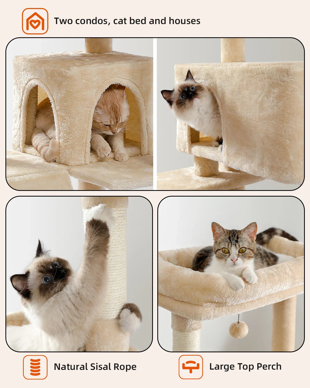 Multi-Level Cat Tree with Condo Scratching Posts Large Cat Tower with Hammock Cat Accessories Kitty Cat Toys Cat Pet Supplies