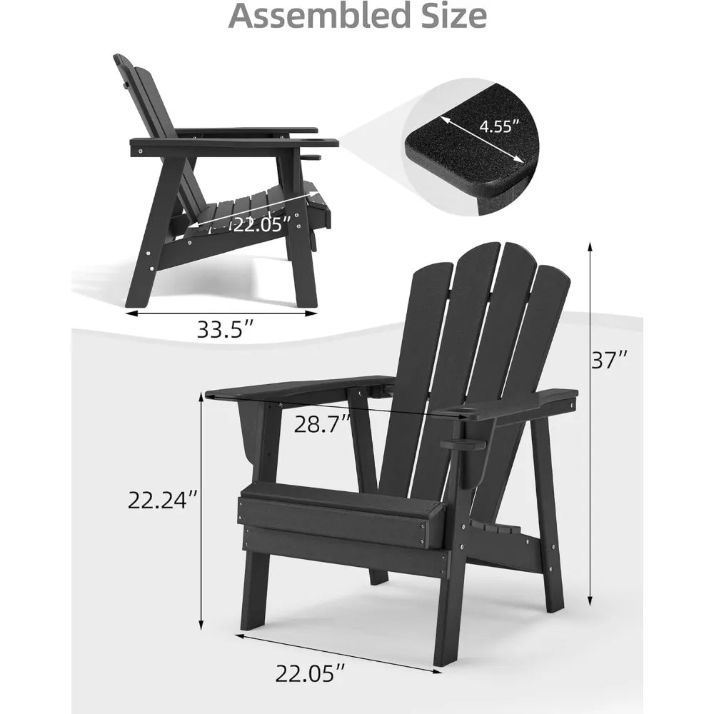 Adirondack Chair Oversized Balcony Porch Patio Outdoor Chair for Lawn, Backyard, Deck, Garden, Camping - Easy Installation