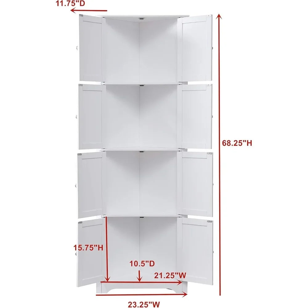 4-Tier 68" Corner Kitchen Pantry Storage Cabinet with 8 Doors