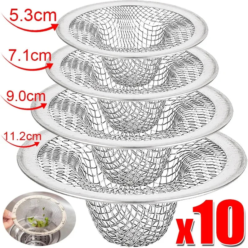 10/1x Stainless Steel Sink Filter Kitchen Bathroom Floor Drain Mesh Filters Drain Basket Waste Screen Hole Trap Strainer Stopper