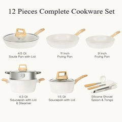 SODAY 12pcs Pots and Pans Set Non Stick Kitchen Cookware Sets Induction Cookware Nonstick Granite Cooking Set