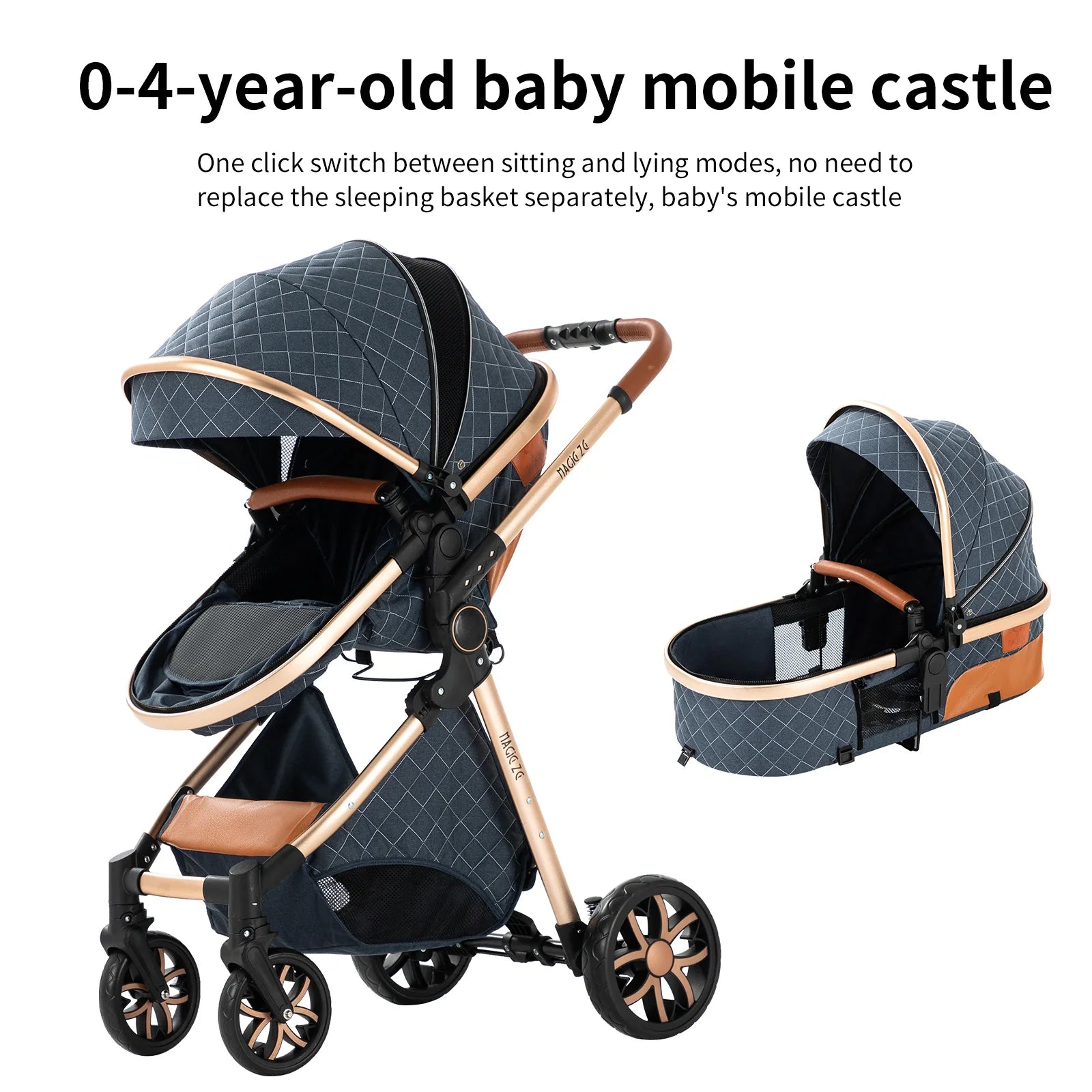 Luxury Portable Travel Pram 3 in 1Baby Stroller High Landscape Baby Pushchair Baby Travel Stroller Newborn Stroller