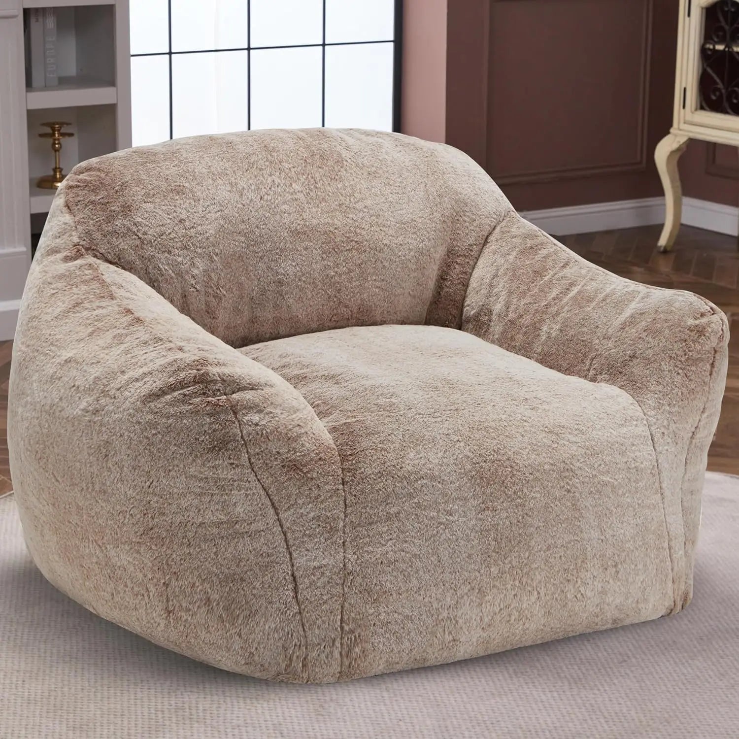 Giant Bean Bag Bag Sofa Chair with Armrests, Bean Bag Couch Stuffed High-Density Foam, Plush Lazy Sofa Comfy