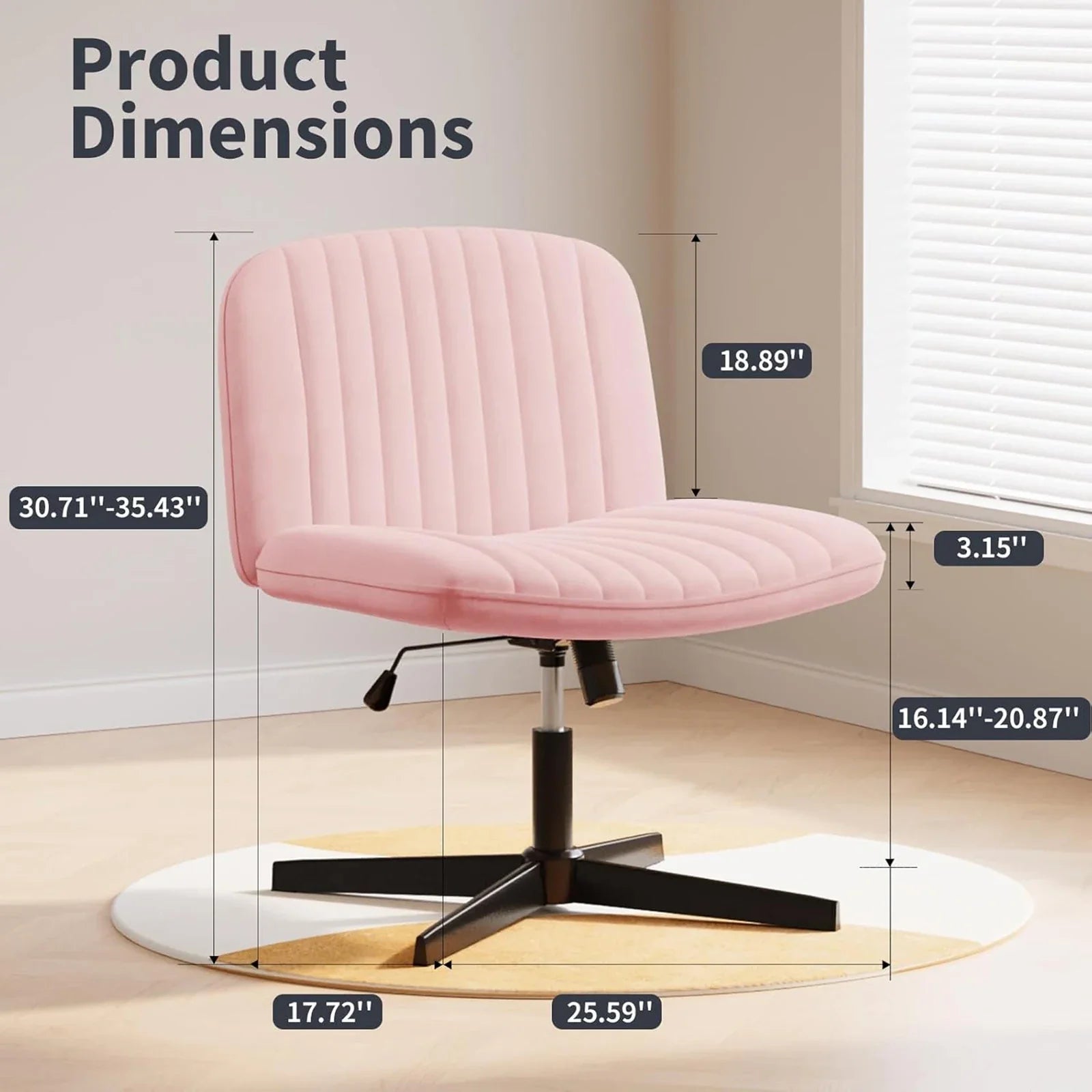 Office Chair Desk Chair Reading Chair with Wider Cushion for Sitting in Tailored Seat, Rocker Function, Home 360° Swivel Chair