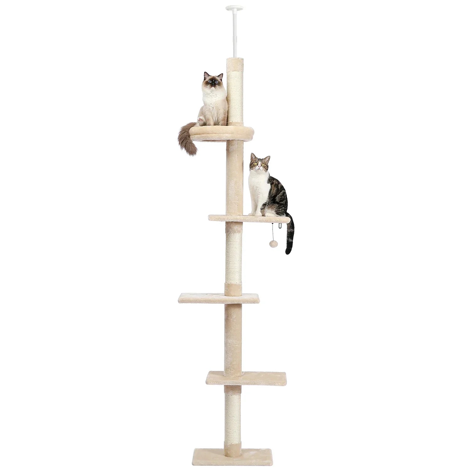 Adjustable 228-274cm Height Floor-to-Ceiling Vertical Cat Tree Stable Tall Cat Climbing Tree Cat Kittens Cat Toy