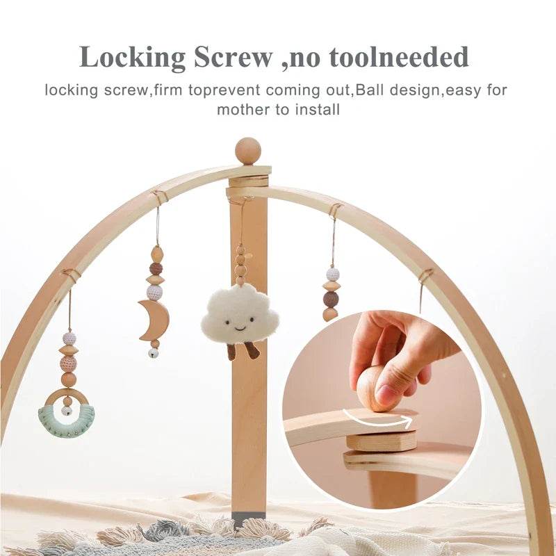 Baby Wooden Gym Frame Rocket Model Newborn Activity Gym Frame Hanging Pendant Rattle Toys For Baby Education Montessori Toys