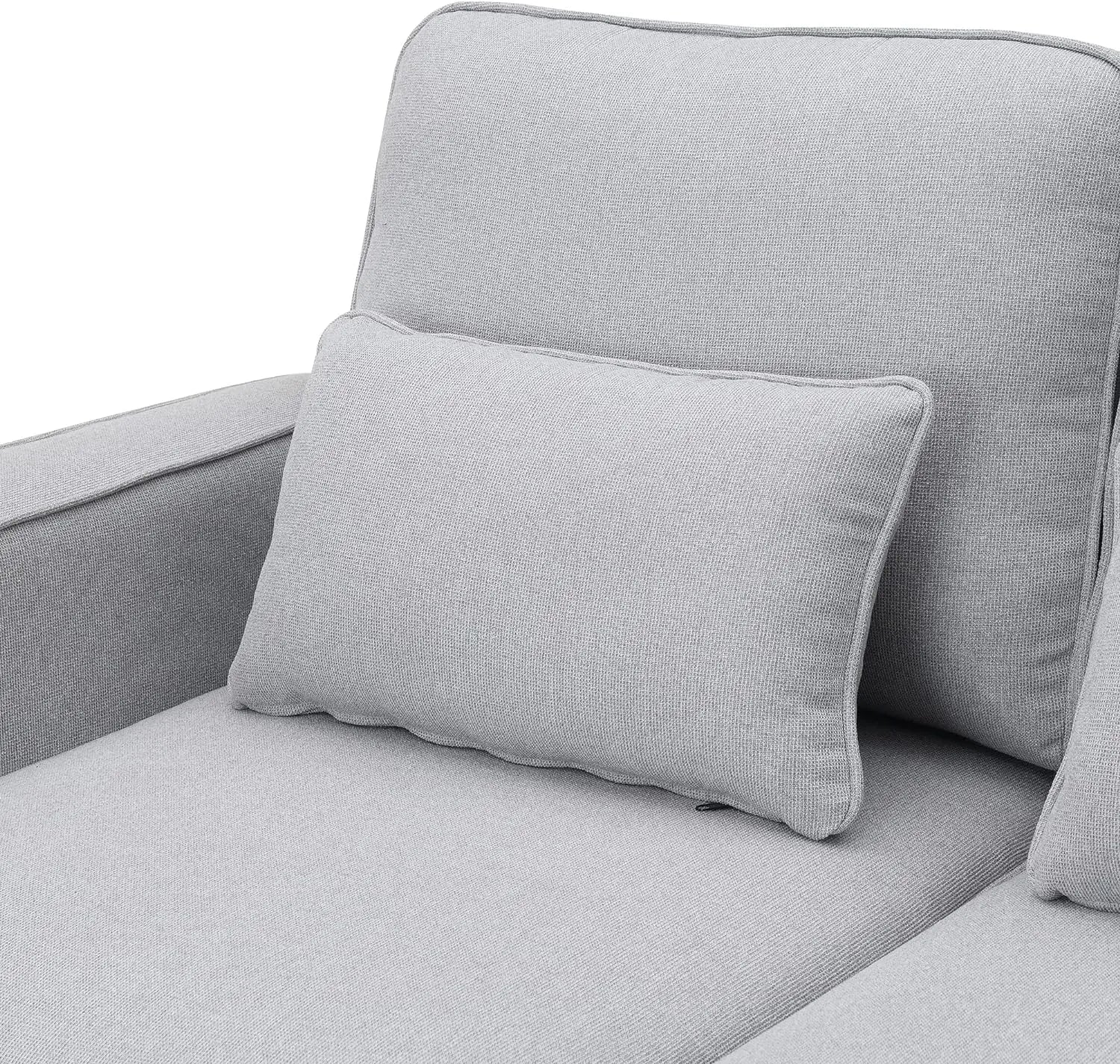 Linen Fabric Sofa with Armrest Pockets and 4 Pillows, Minimalist Style 4-Seater Couch for Living Room, Apartment