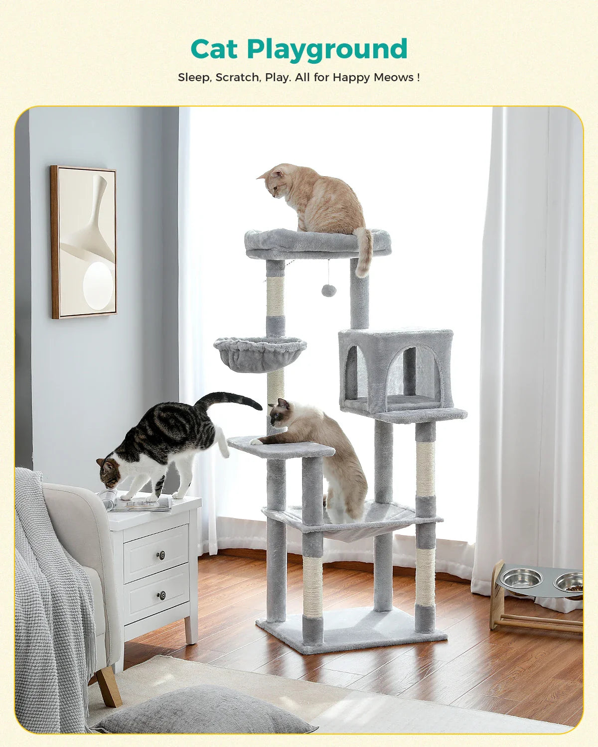 Multi-Level Cat Tree with Condo Scratching Posts Large Cat Tower with Hammock Cat Accessories Kitty Cat Toys Cat Pet Supplies