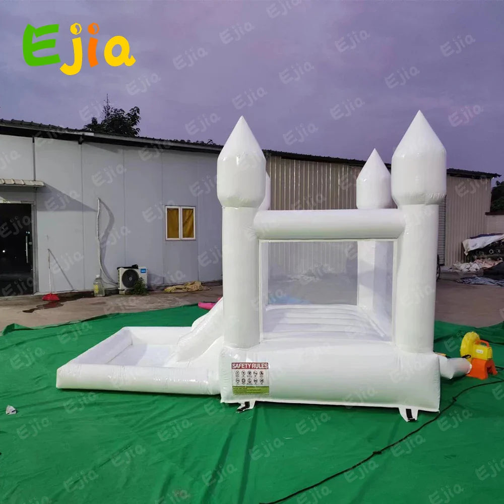 PVC Inflatable White Bounce House Professional Jumping Bouncy Castle Bouncer with Ball Pit&Air Blower For Kids Wedding Party