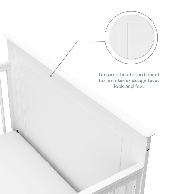 Solstice 5-In-1 Convertible Crib (White) – GREENGUARD Gold Certified, Converts to Toddler Bed and Full-Size Bed