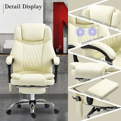 Ergonomic Office Chair with Massager, Heated Office Chair Reclining Massage Desk Chair, Home Office Desk Chair w/Foot Rest, Padd