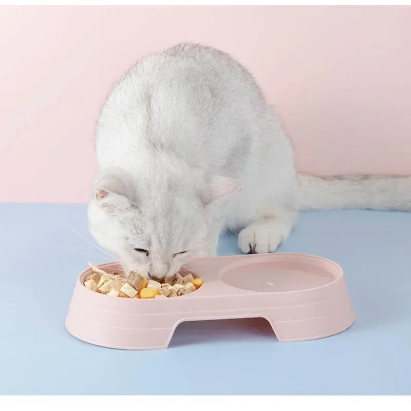 Macaron Pet Double Bowl Plastic Kitten Dog Food Drinking Tray Feeder Cat Feeding Pet Supplies Accessories Cuenco Para Gatos