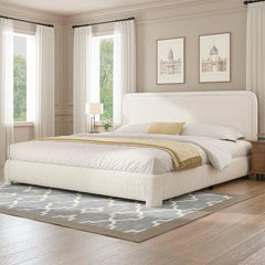 Bed Frame and Headboard, Upholstered Platform Bed Frame, Modern Style, Soft Rounded Corners, No Box Spring Required