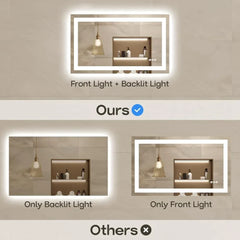 40x24 Inch Double Vanity Bathroom Mirror with LED Light, Frontlit & Backlit Wall Mirror, Anti-Fog, Brightness and Color