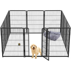 Dog Playpen Designed for Indoor Use, 40" Height for Large Dogs, Black Patented, Heavy Duty Metal Portable Dog Pens Fences