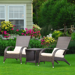 Outdoor Side Table for Patio Small Rattan Wicker Coffee Table Balcony Table