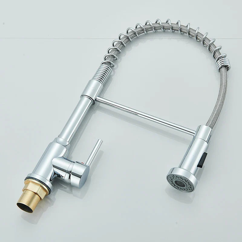 Pull Down Kitchen Faucet Sing Handle Hot Cold Water Mixer Tap 360° Swivel Dual Function Nozzle Kitchen Sink Tap Crane