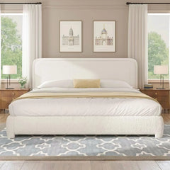 Bed Frame and Headboard, Upholstered Platform Bed Frame, Modern Style, Soft Rounded Corners, No Box Spring Required