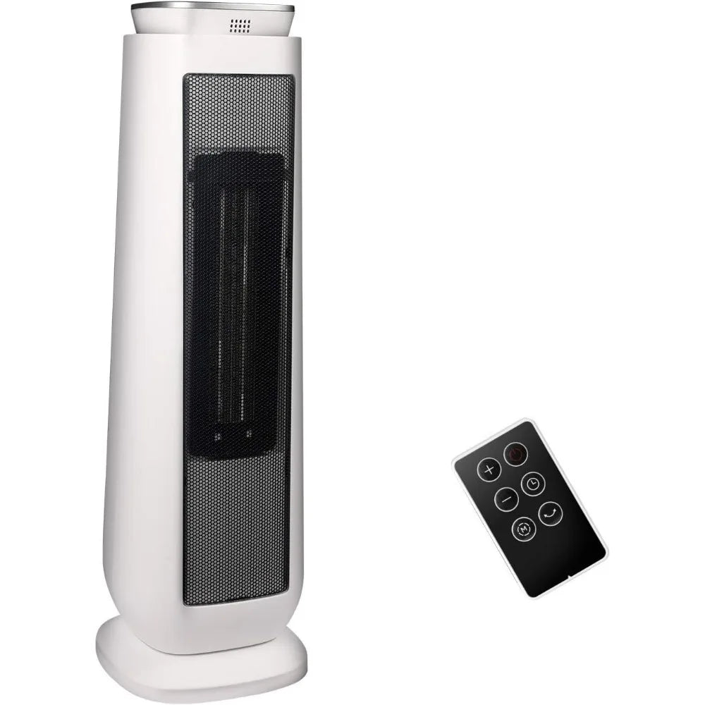 23” Oscillating Ceramic Tower Space Heater with Remote & Thermostat, Electric Energy Efficient Floor Heater for Indoor