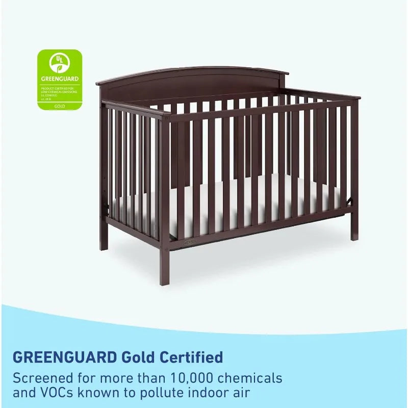 Benton 5-in-1 Convertible Crib – GREENGUARD Gold Certified,Converts from Baby Crib to Toddler Bed,Daybed and Full-Size Bed