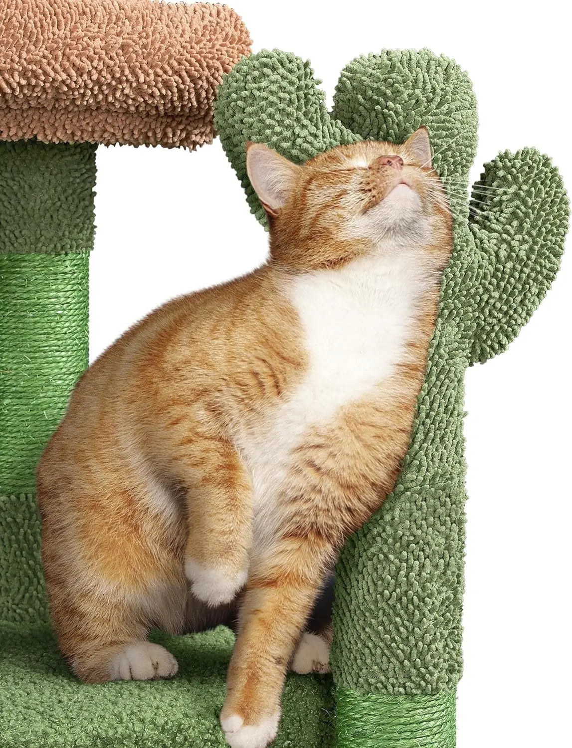 Cactus Cat Tree, 42in Cat Tower for Indoor, Multi Level Condo Scratching Post, Activity Center Pet Furniture w/Ball, Plush Perch