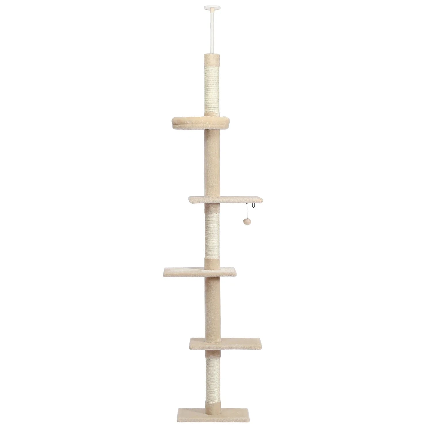 Adjustable 228-274cm Height Floor-to-Ceiling Vertical Cat Tree Stable Tall Cat Climbing Tree Cat Kittens Cat Toy