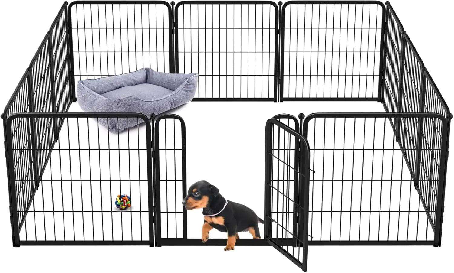 Dog Playpen Designed for Indoor Use, 40" Height for Large Dogs, Black Patented, Heavy Duty Metal Portable Dog Pens Fences