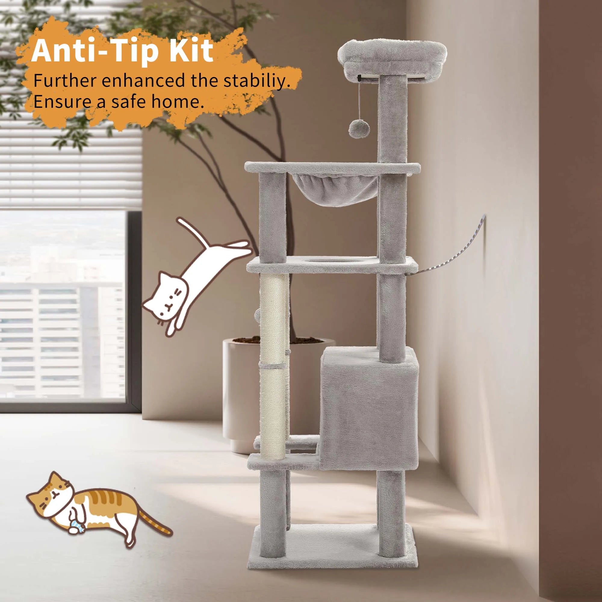 Multi-Level Cat Tree with Condo Scratching Posts Large Cat Tower with Hammock Cat Accessories Kitty Cat Toys Cat Pet Supplies