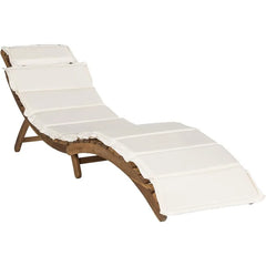 Outdoor Collection Natural Brown Solid Wood/Beige Cushion 3-Piece Chaise Lounge Set with Table  outdoor furniture