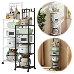 5 Tier Storage Shelves 110LBS Heavy Duty Shelving Unit Storage Rack w/Rolling Wheel for Laundry Bathroom Kitchen Garage