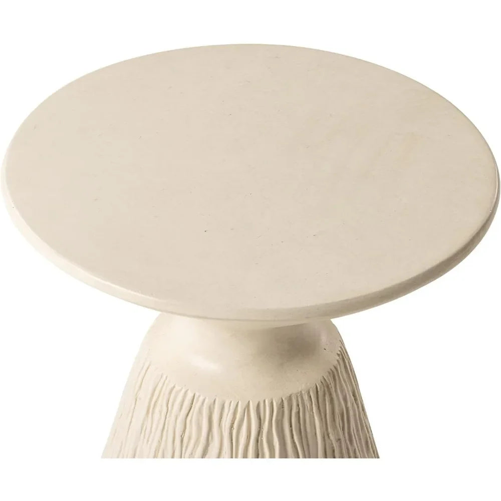 Outdoor Side Table, Mushroom Shaped MgO Accent Table, Lightweight Patio End Table with Rotund Base