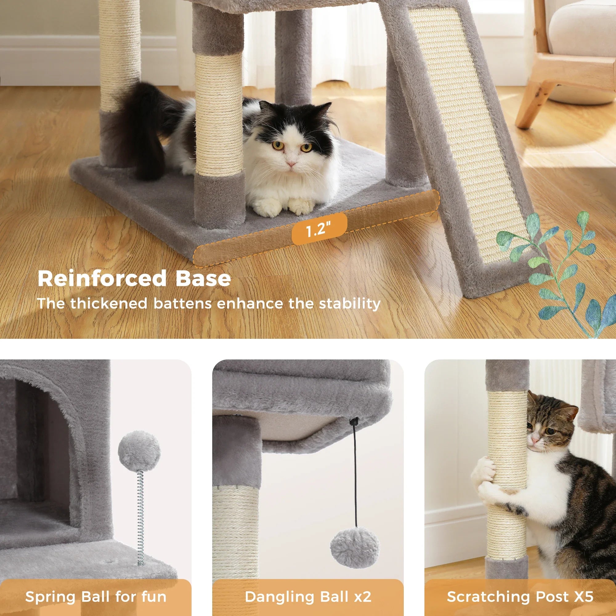 Multi-Level Cat Tree with Condo Scratching Posts Large Cat Tower with Hammock Cat Accessories Kitty Cat Toys Cat Pet Supplies