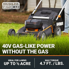 Nitro 40V 21" Push Lawn Mower w/Aerodeck & IntelliCut, Brushless Battery Lawn Mower Up to 1/2 Acre, Cordless Lawn Mower